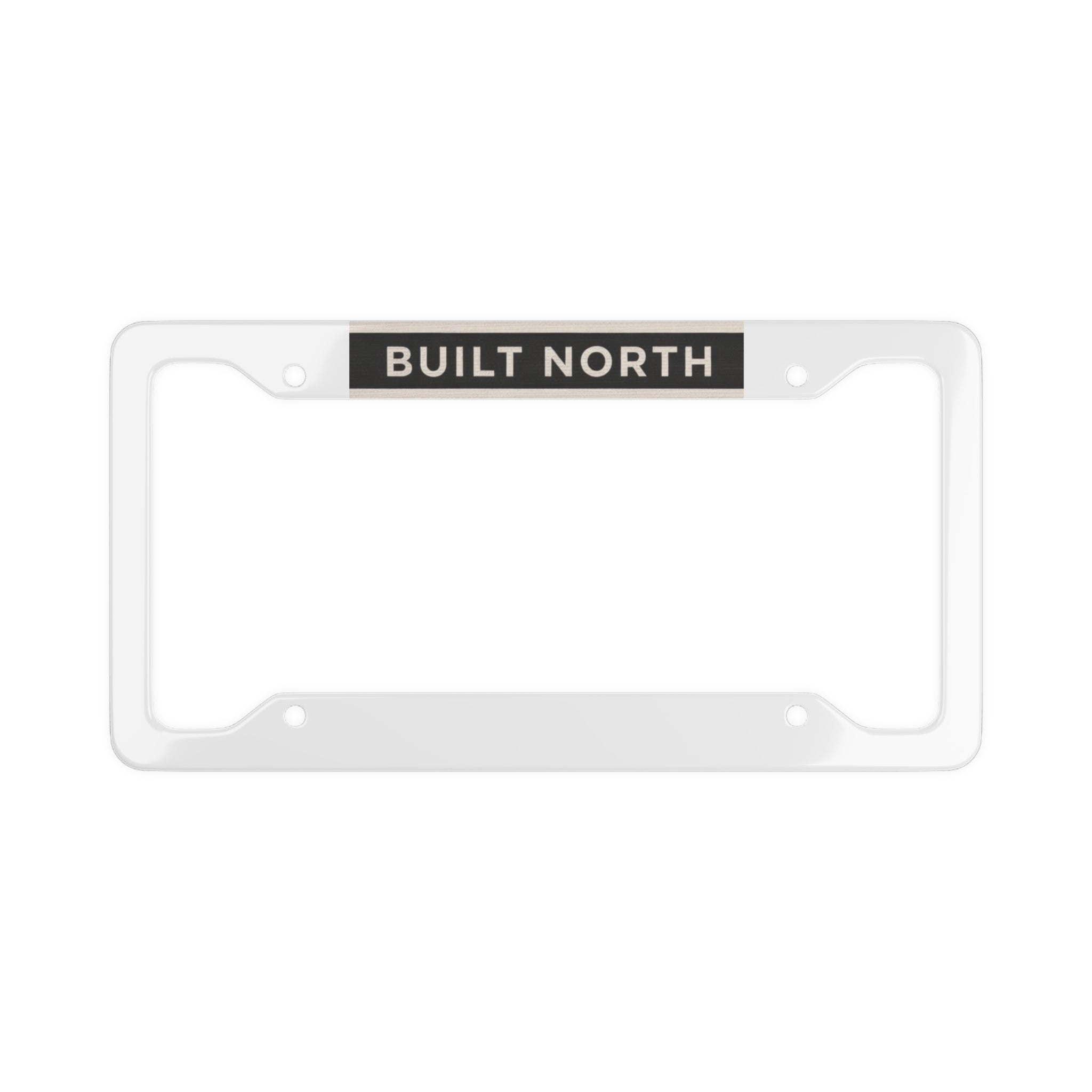 Stainless Steel License Plate Frame — "BUILT NORTH" Slim Chrome Car Frame
