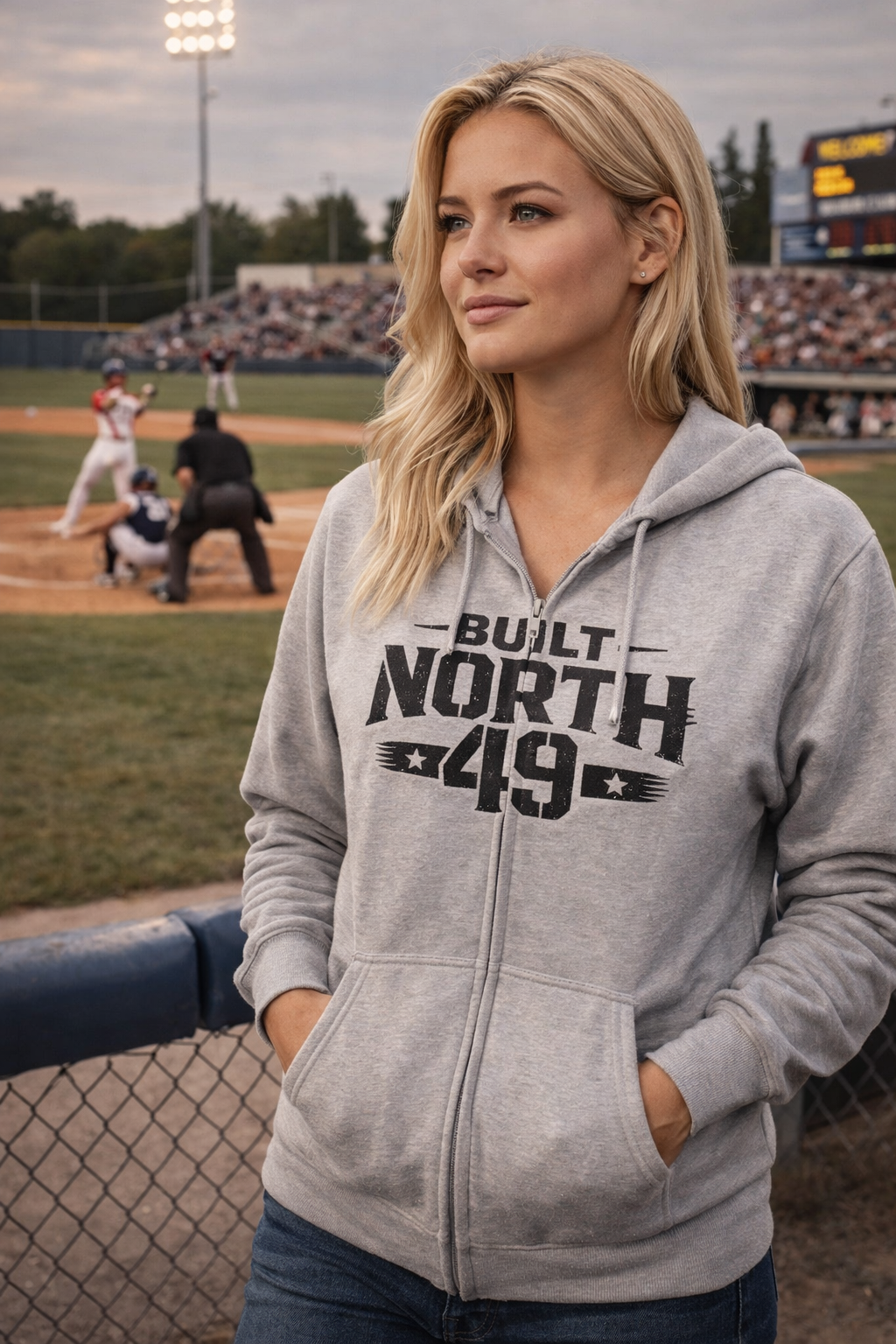 Built North 49 Zip Hoodie — 'Built North 49' Full-Zip Sweatshirt