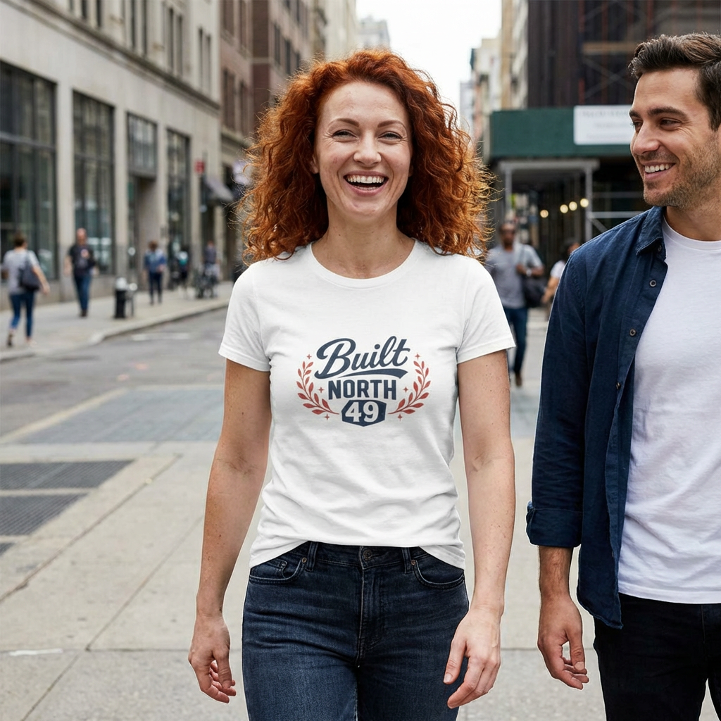 Built North 49 Women's Tee — Retro Laurel Graphic T-Shirt