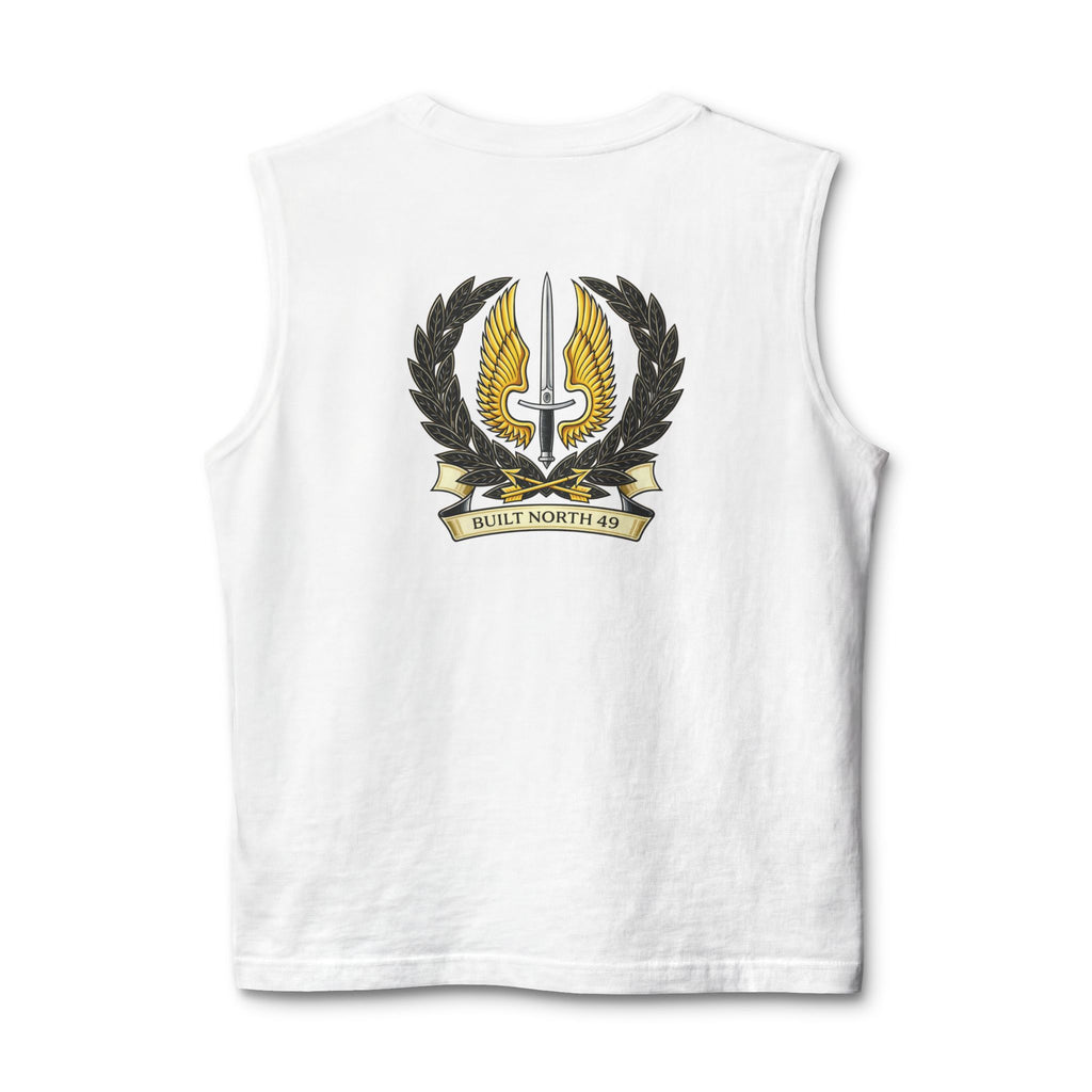 Built North Muscle Tank — Military Crest Graphic Tank Top