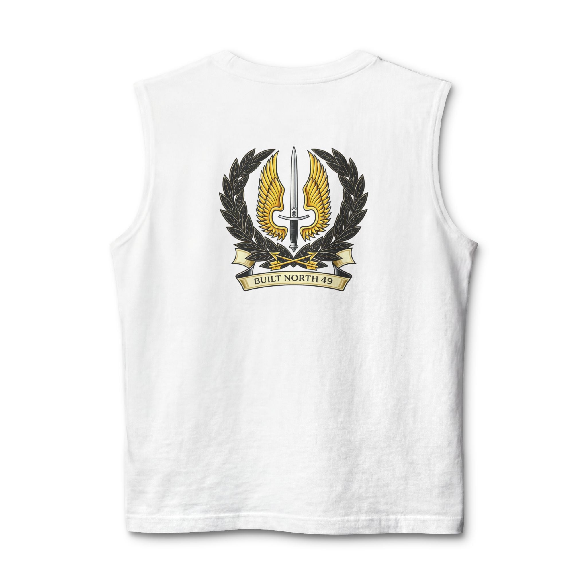 Built North Muscle Tank — Military Crest Graphic Tank Top
