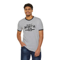 Built North 49 Ringer T-Shirt — Vintage Athletic Graphic Tee, Forged by grit, carried by courage, built north of 49